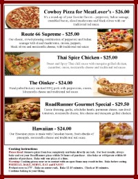 Specialty Pizza | Eat in | Take out | Pizza | Route 66 Road Runner